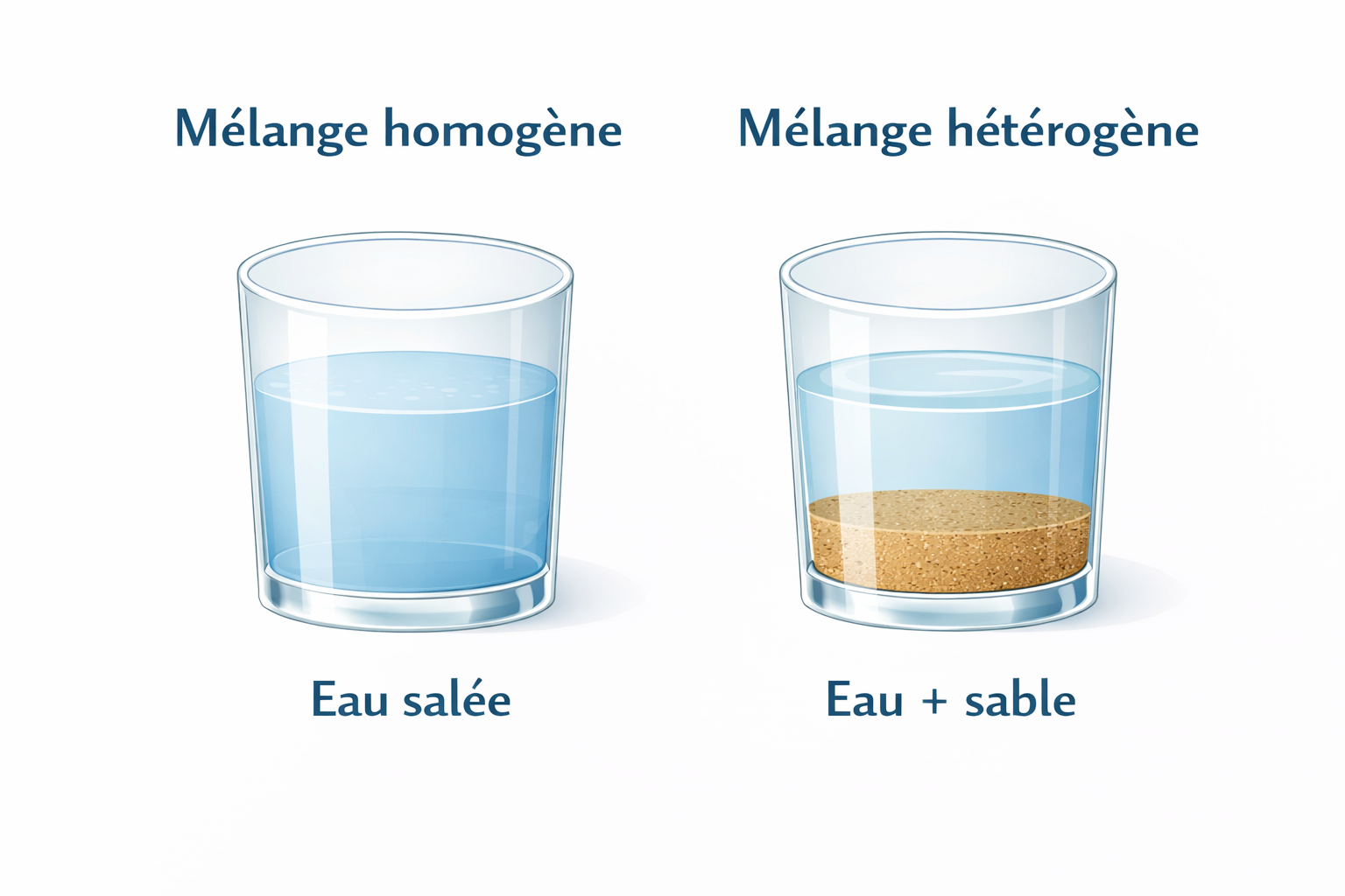 Comparaison mélange homogène / hétérogène