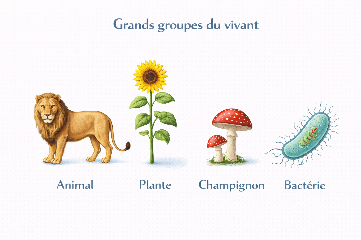 Illustration des grands groupes du vivant