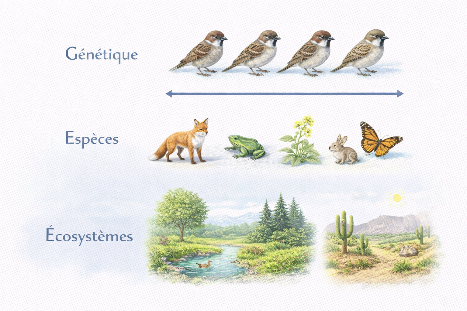 Illustration des niveaux de biodiversité